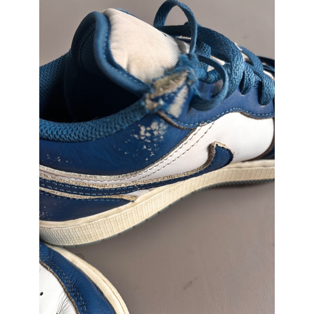 Air Jordan 1 Low White‎ Blue Sneakers Youth Size 7Y Womens 8.5 - Picture 6 of 10